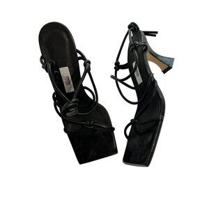 Miista Black Strappy Square-Toe Heeled Sandals